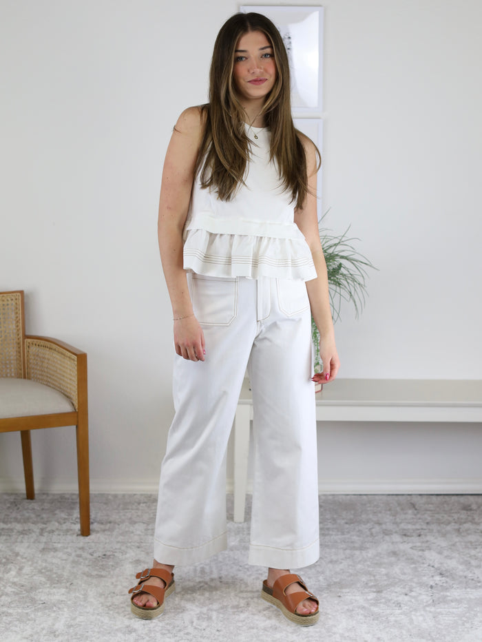 Mable Contrast Stitch High Rise Pant