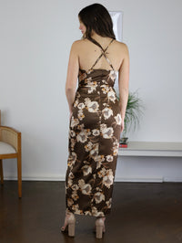 Essie Cowl Neck Floral Print Midi Dress