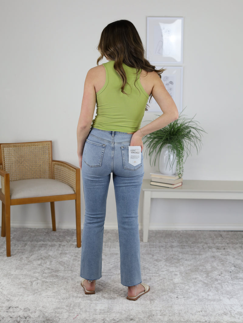 High Waisted Cropped Slim Kick Vintage Luxe Jean