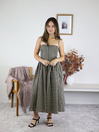 Sky Checker Midi Dress