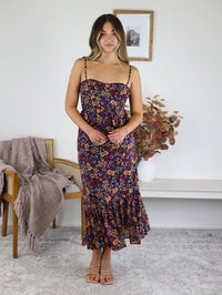 Midnight Floral Midi Dress