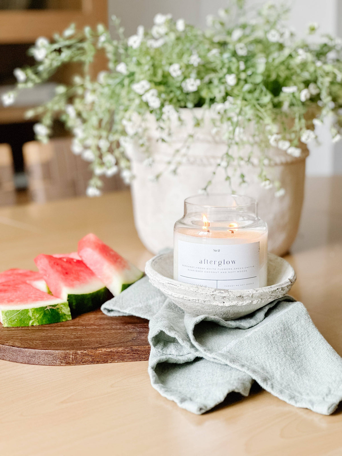 Afterglow 22 oz soy candle with biodegradable cork lid, reusable glass jar