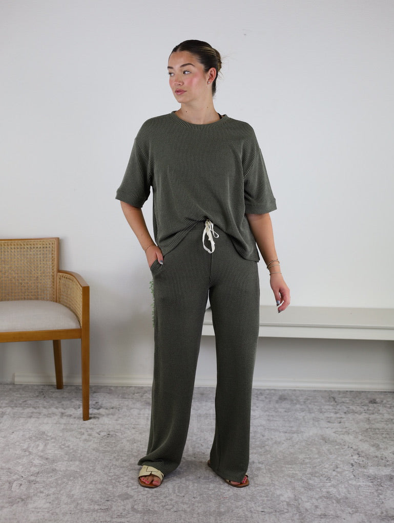 Francis Ribbed Lounge Set, close-up of ribbed knit texture