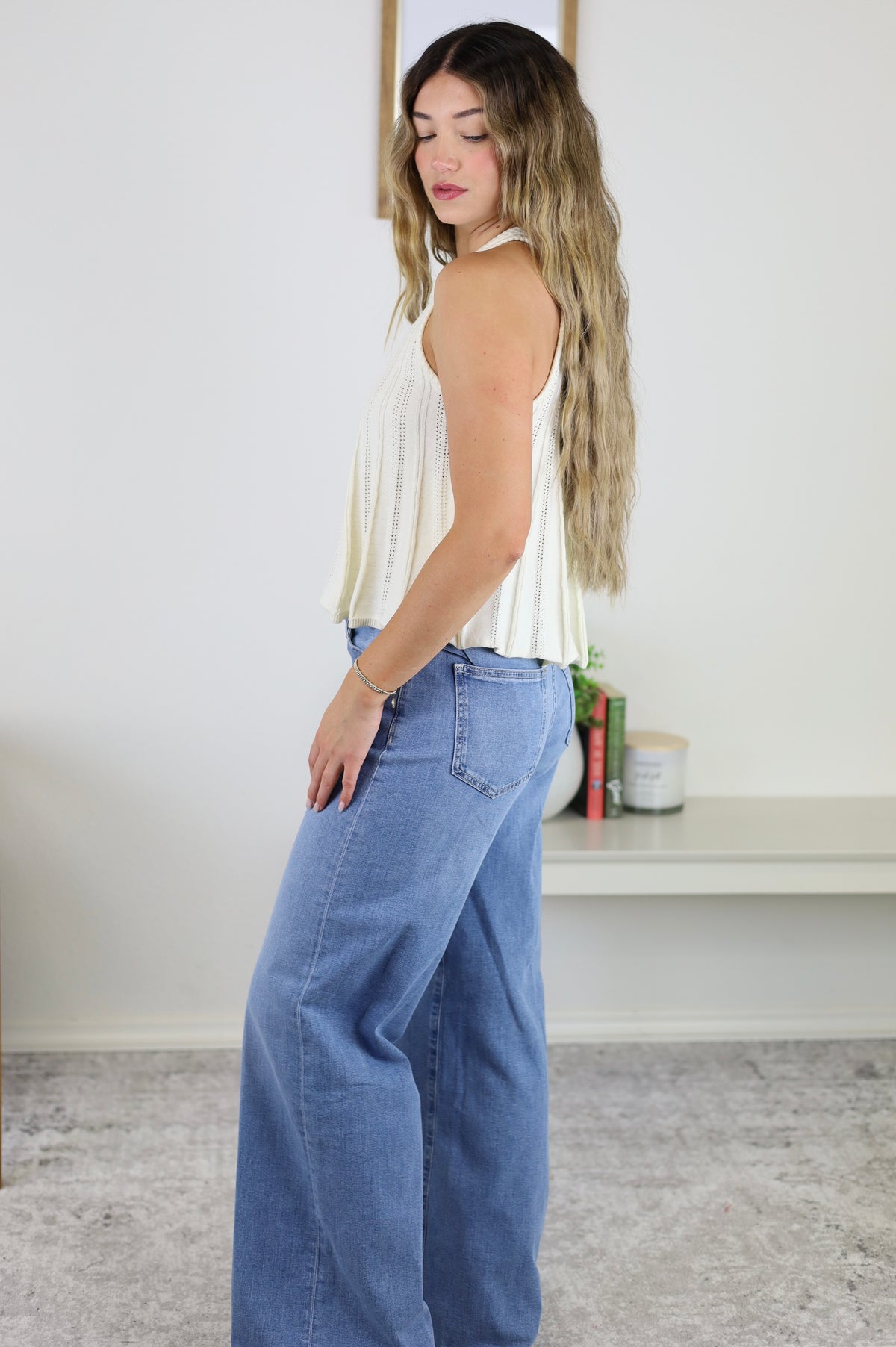 Trudi Sleeveless Knit Top with Flared Hem