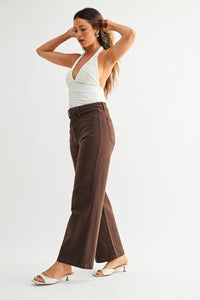 JUST BLACK DENIM - Patch Pocket Wide Leg - DARK BROWN - BP433J: 24