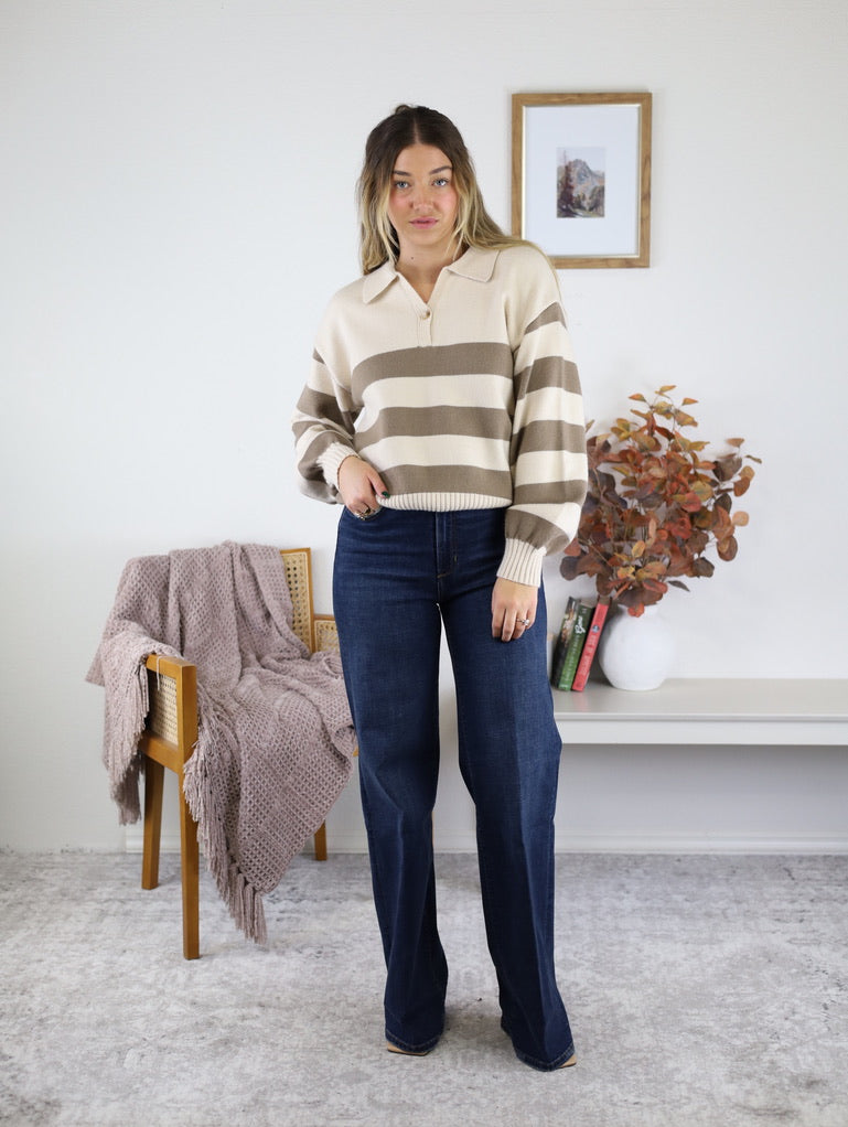 Arie Striped Sweater - Camel - Final Sale