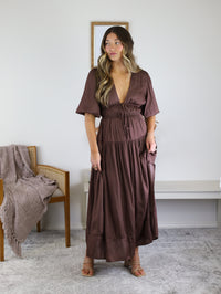 Randi Silky Bubble Sleeve Midi Dress