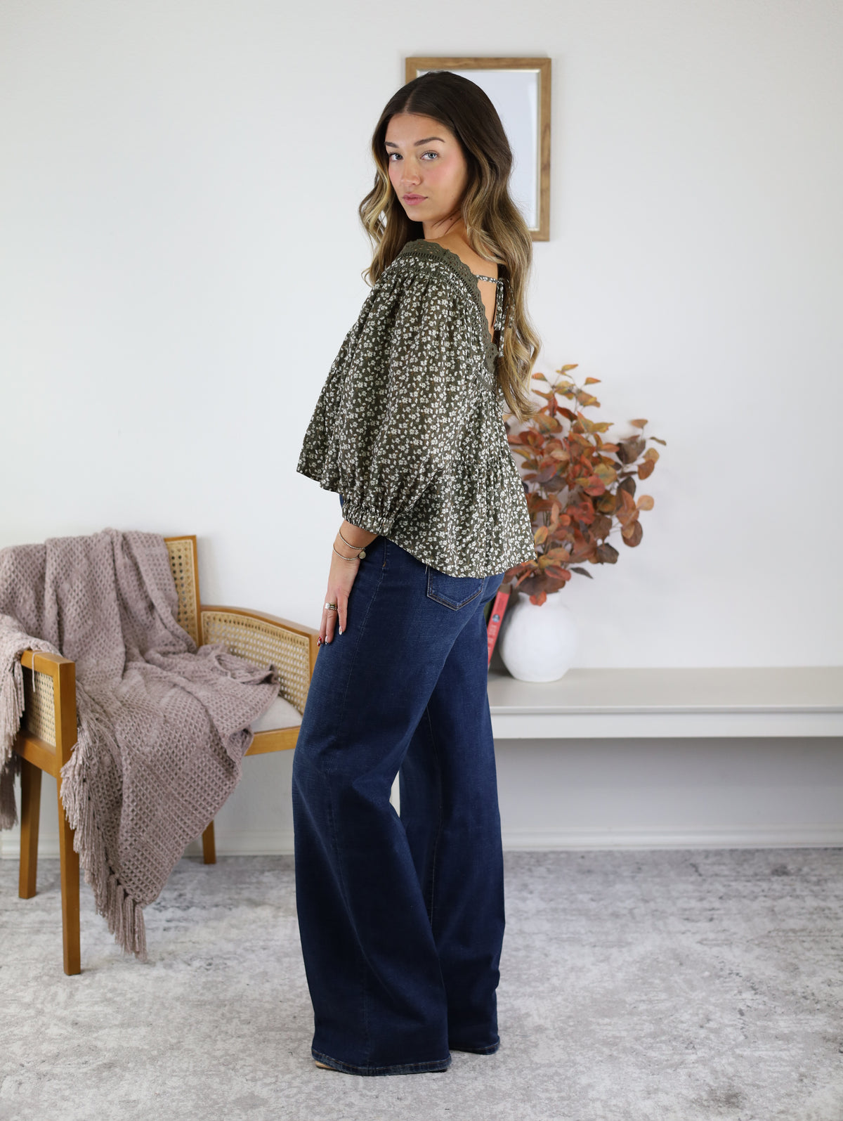 Alaster Ditsy Print Tiered Blouse