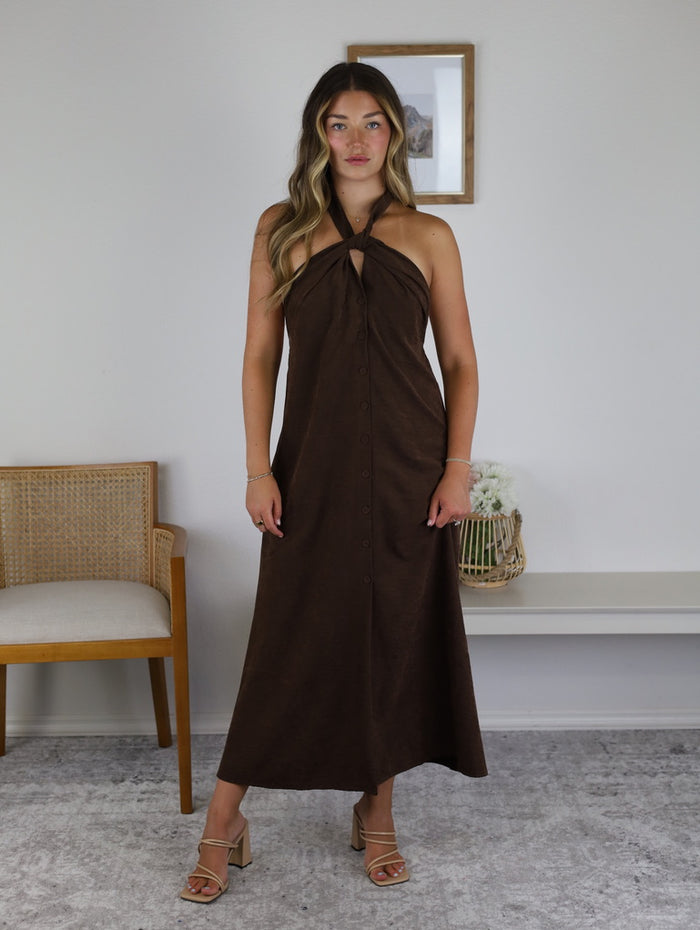 Stewart Front Knot Halter Dress