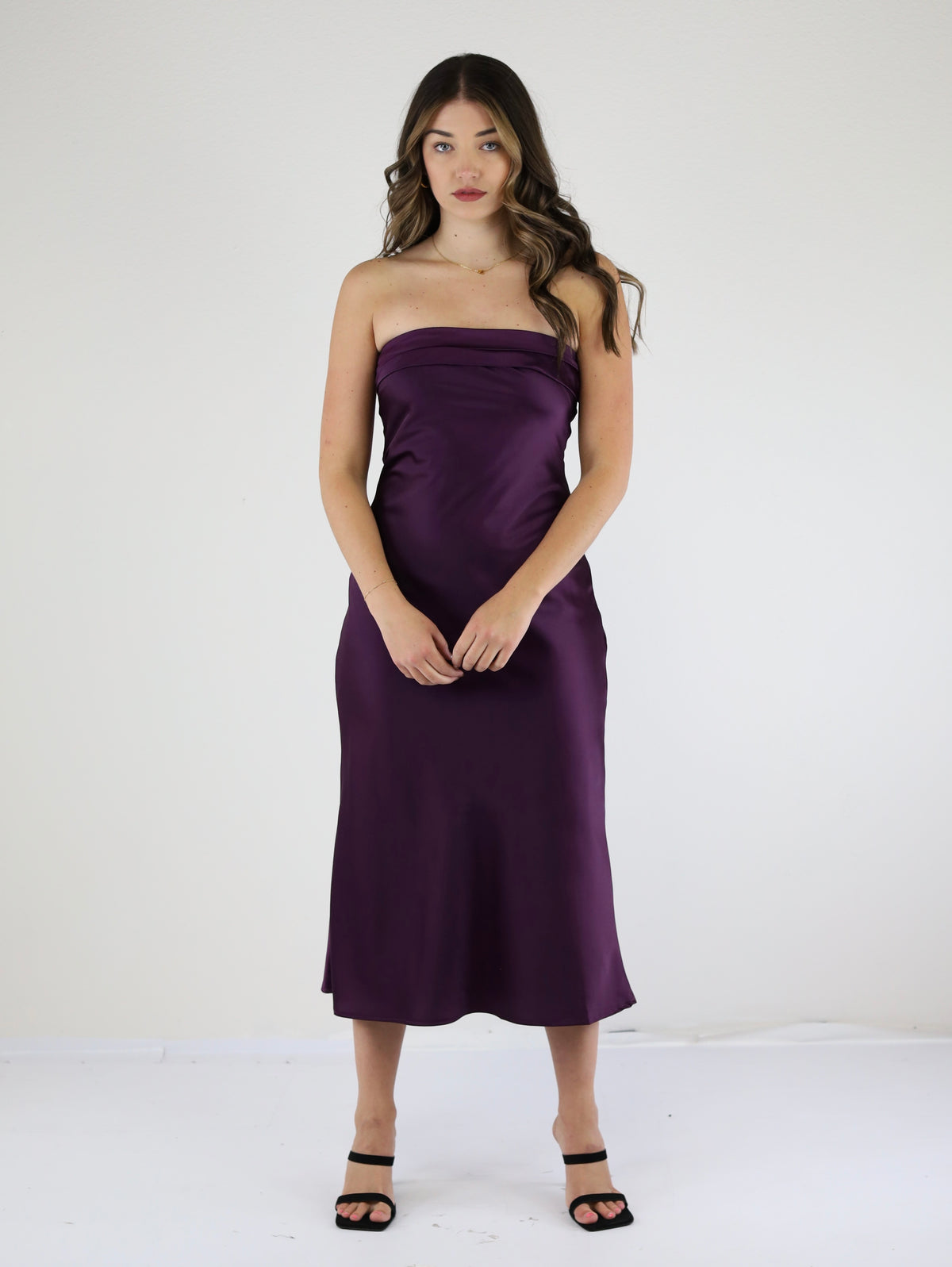 Purple Raine Satin Tube Dress