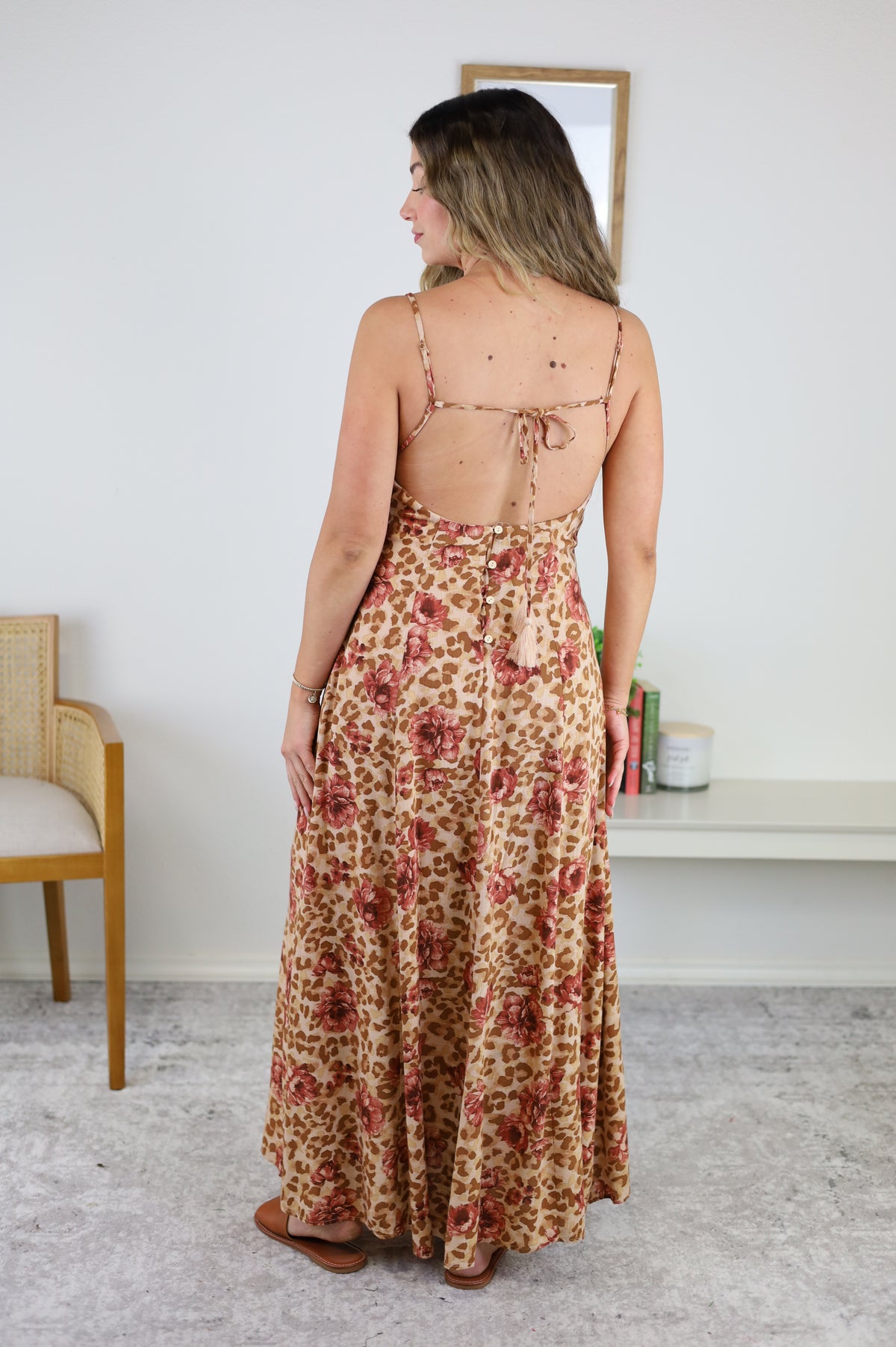 Mari Printed Open Back Maxi Dress