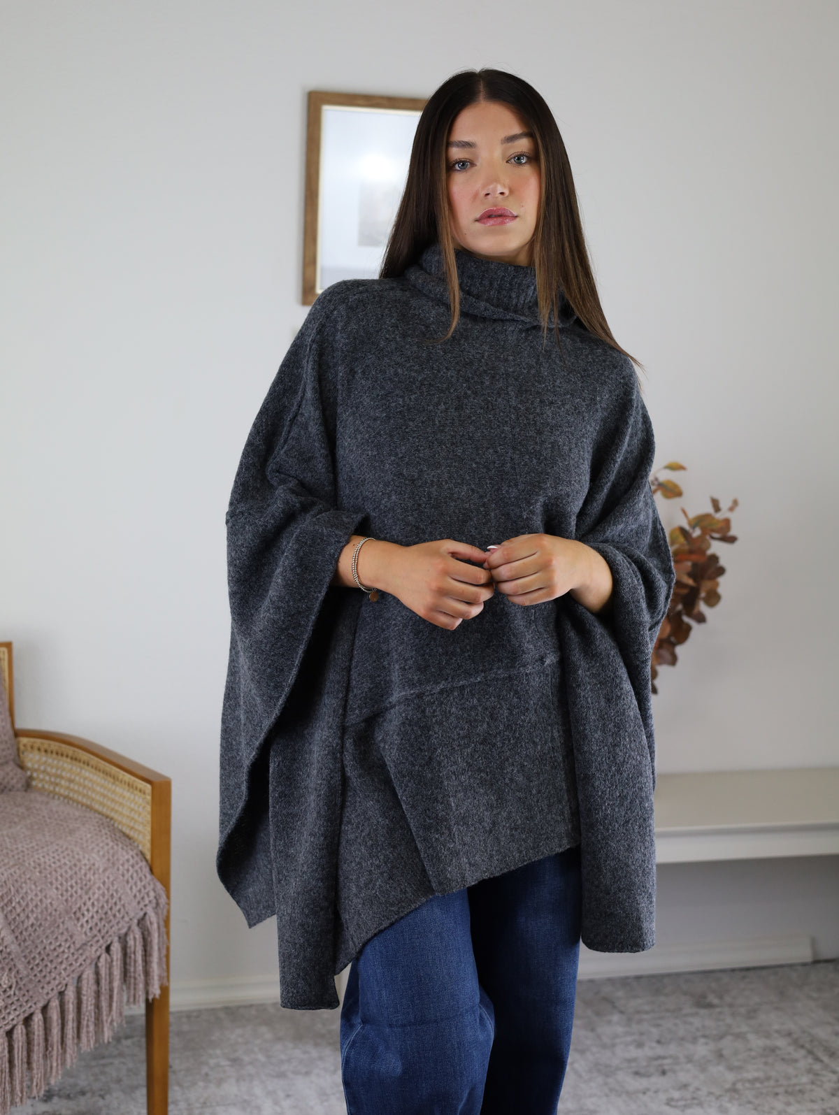 Estelle Poncho Turtle Neck Sweater