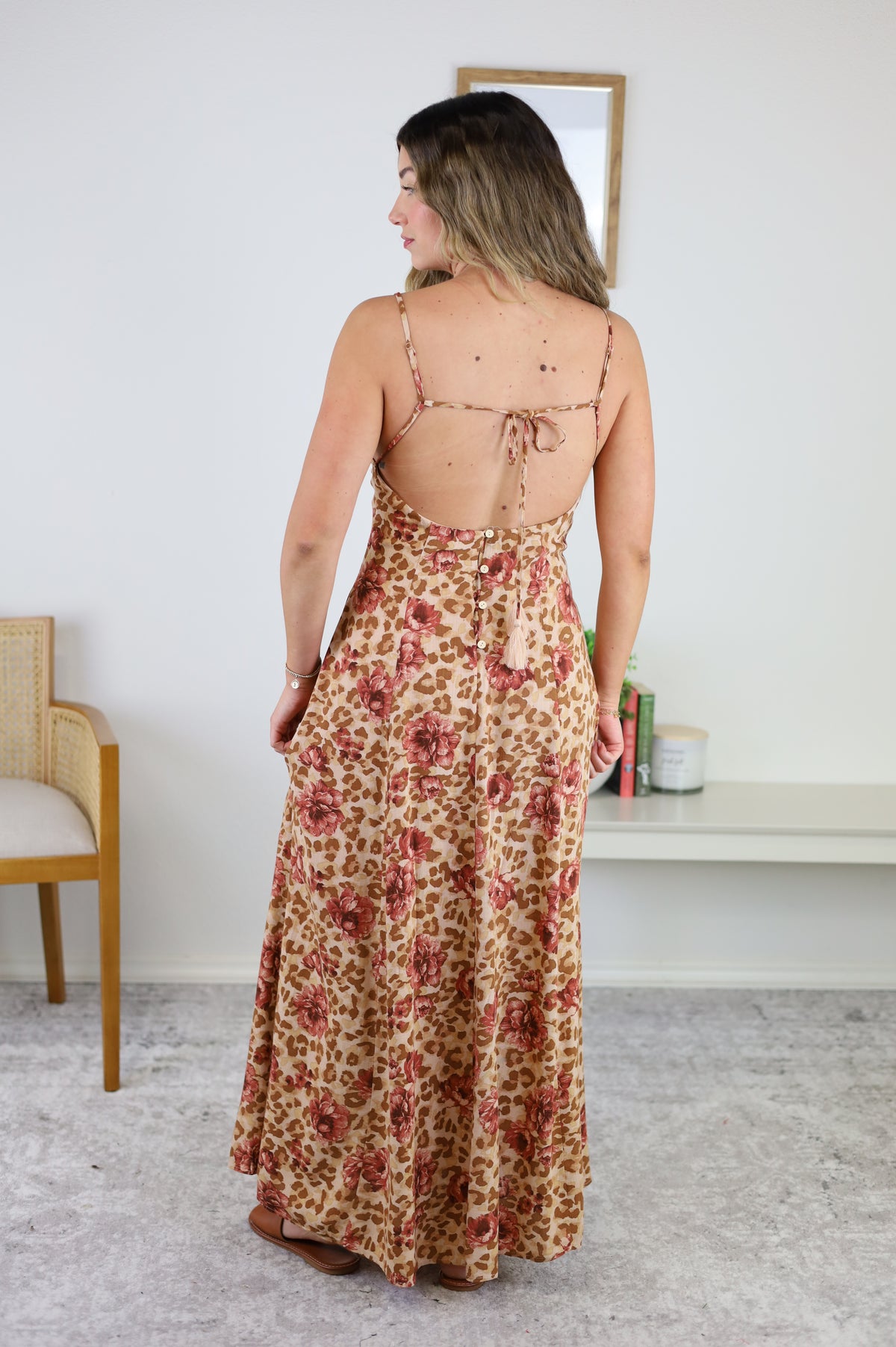 Mari Printed Open Back Maxi Dress