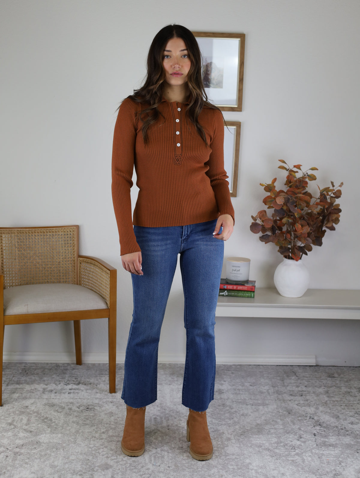 Cynthia Henley Sweater -Rust