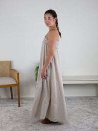Endsley Embroidered Smocked Striped Maxi Dress