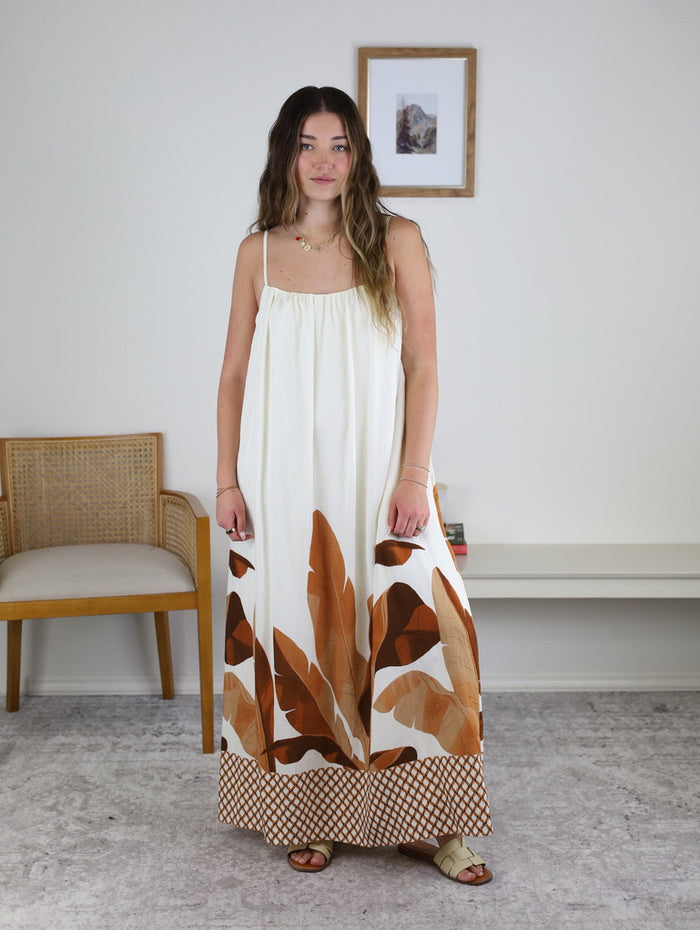 Stassi Leaf Print Maxi Dress
