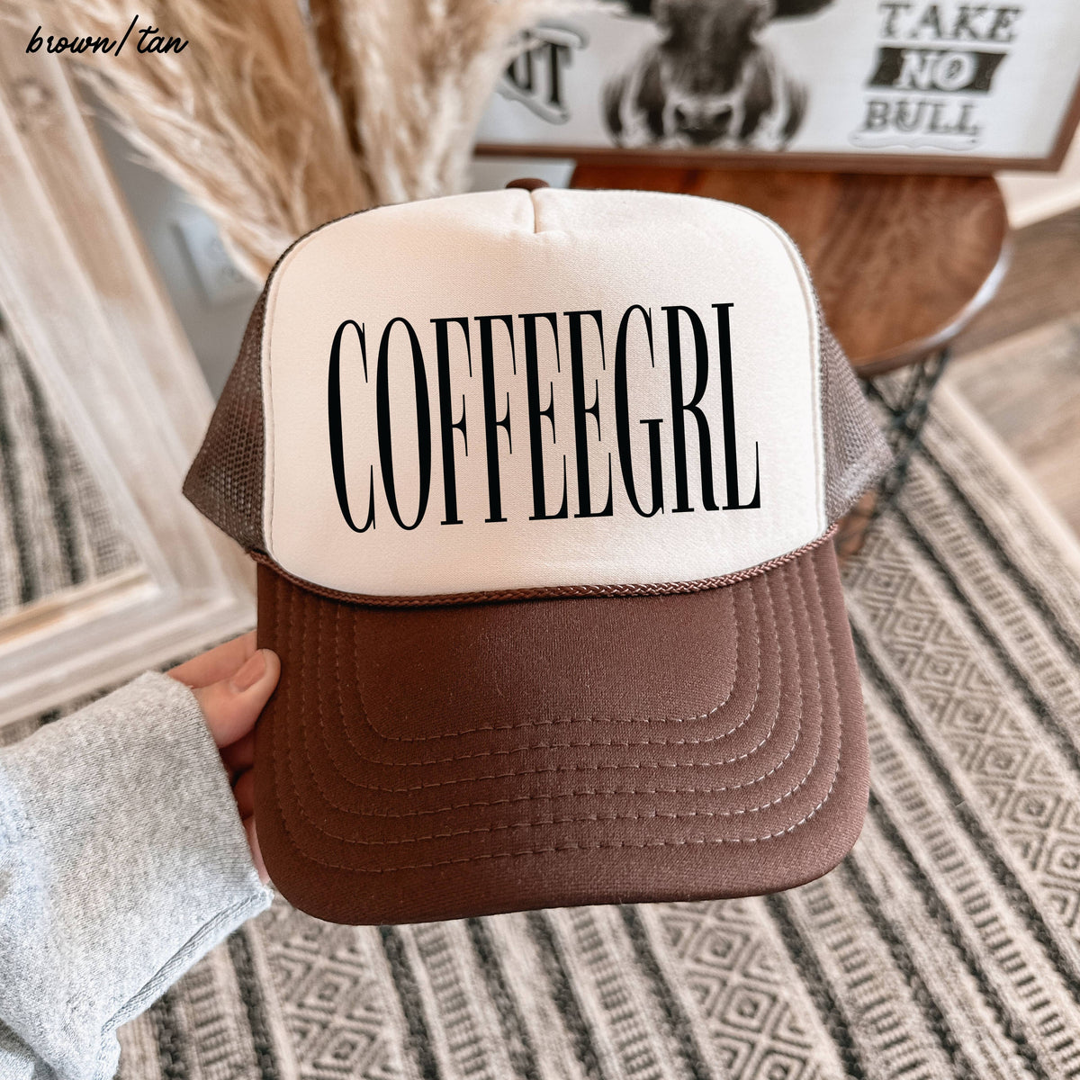 Chloe Vs Tank - CoffeeGrl Trucker Hat *10 Colors: Brown/Tan