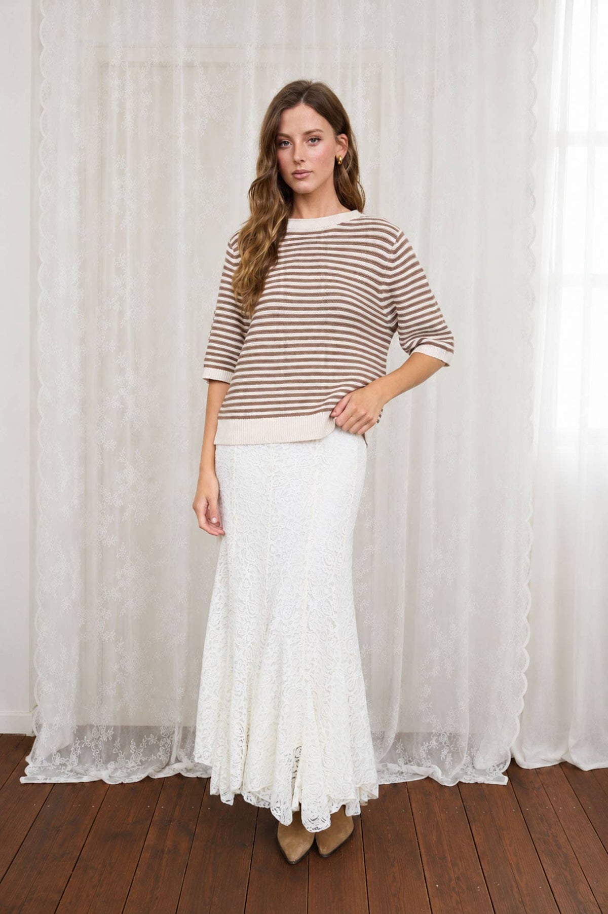Scout Striped Sweater styled with jeans
