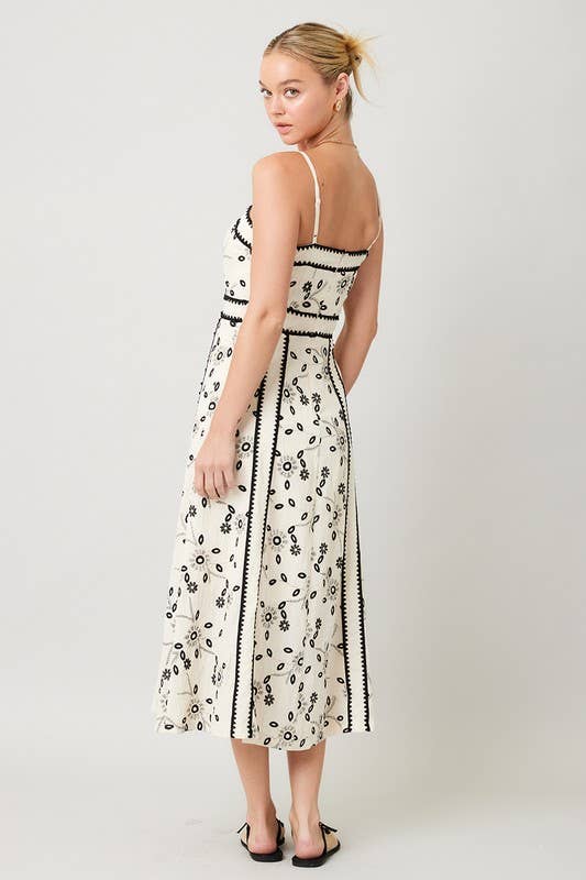 Nattie Embroidery Lace Midi Dress - Final Sale