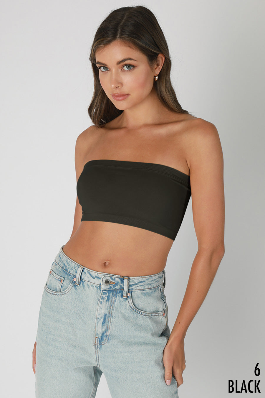 Soft stretchy bandeau layering top in a neutral shade
