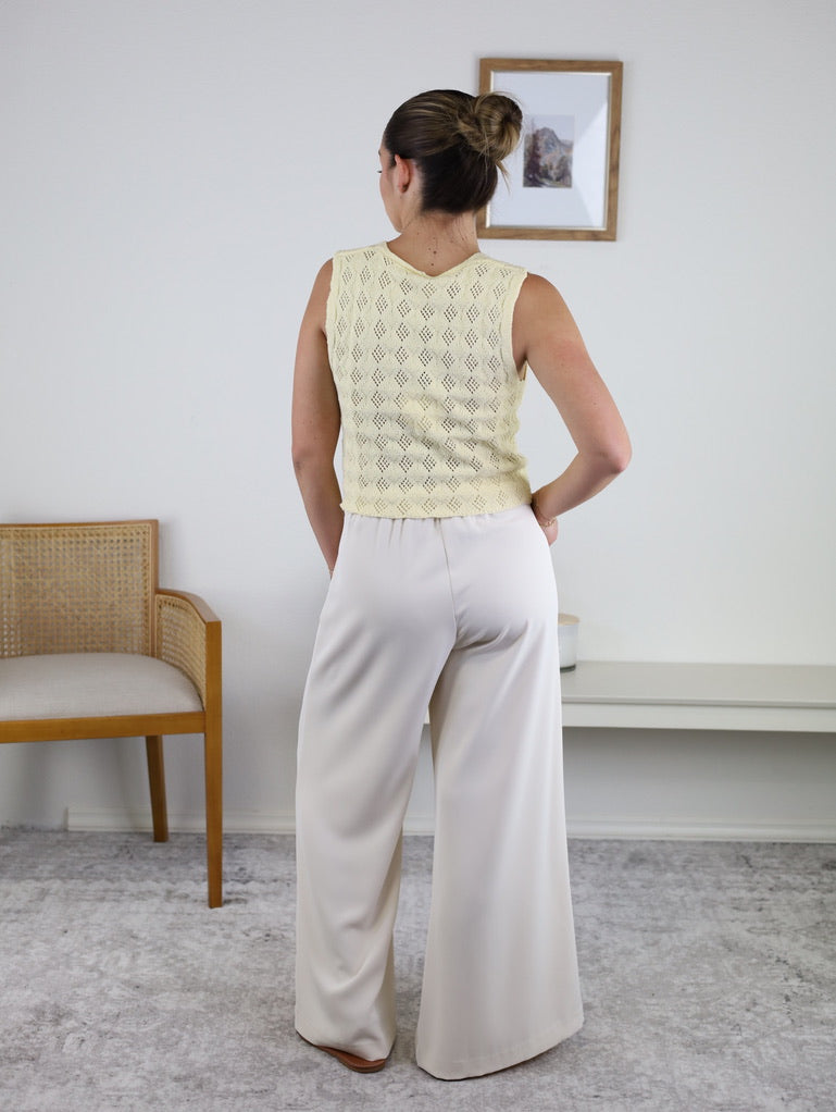 Rose V-Neck Crochet Sleeveless Vest/Cardigan