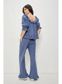 Barron gingham top and pant set in dark denim blue, women's matching set