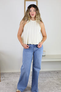Trudi Sleeveless Knit Top with Flared Hem