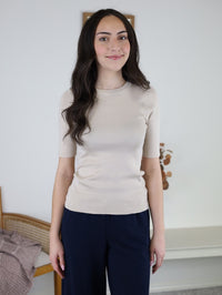 Hayes Classic Solid Rib Knit Sweater - Cream