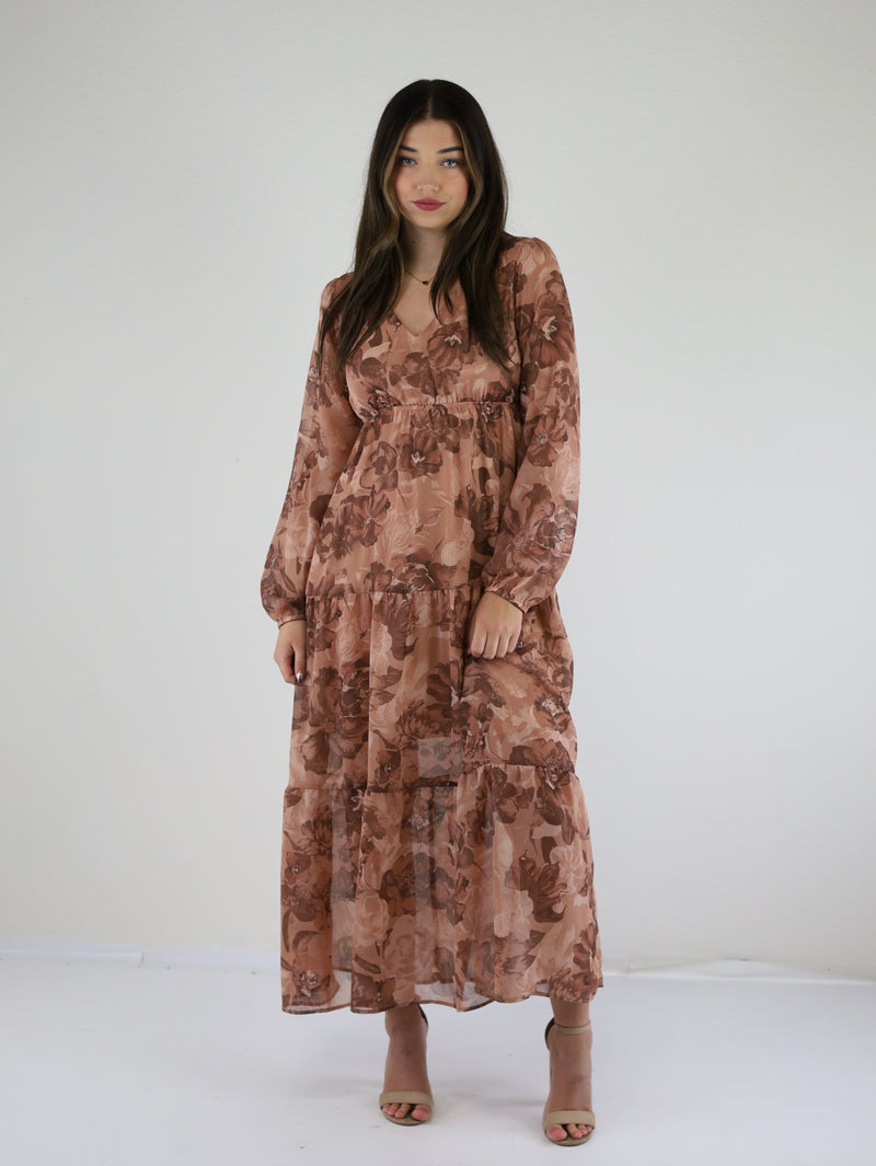 Autumn L/S Floral Printed Tiered Dress