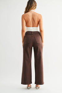 JUST BLACK DENIM - Patch Pocket Wide Leg - DARK BROWN - BP433J: 24