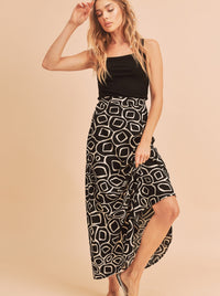 Olive Abstract Print Skirt