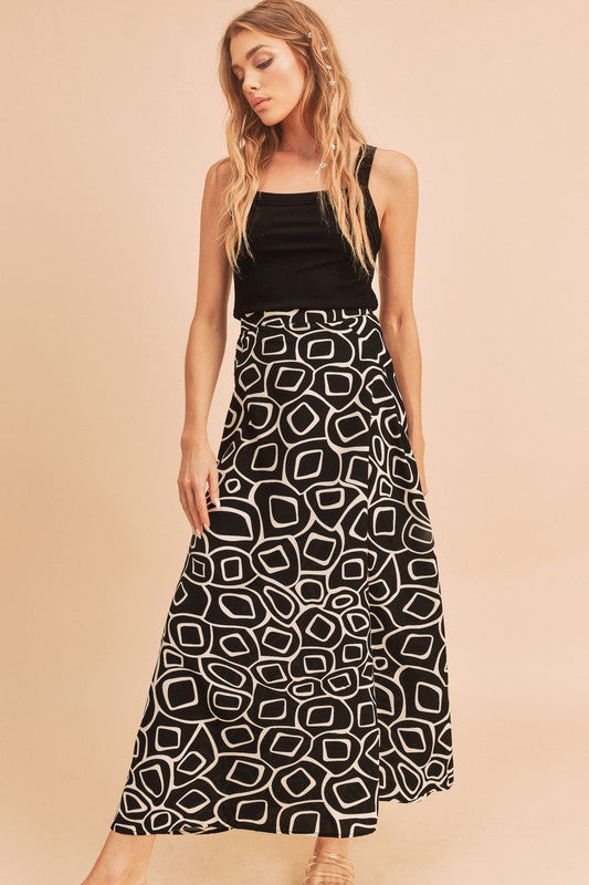 Olive Abstract Print Skirt