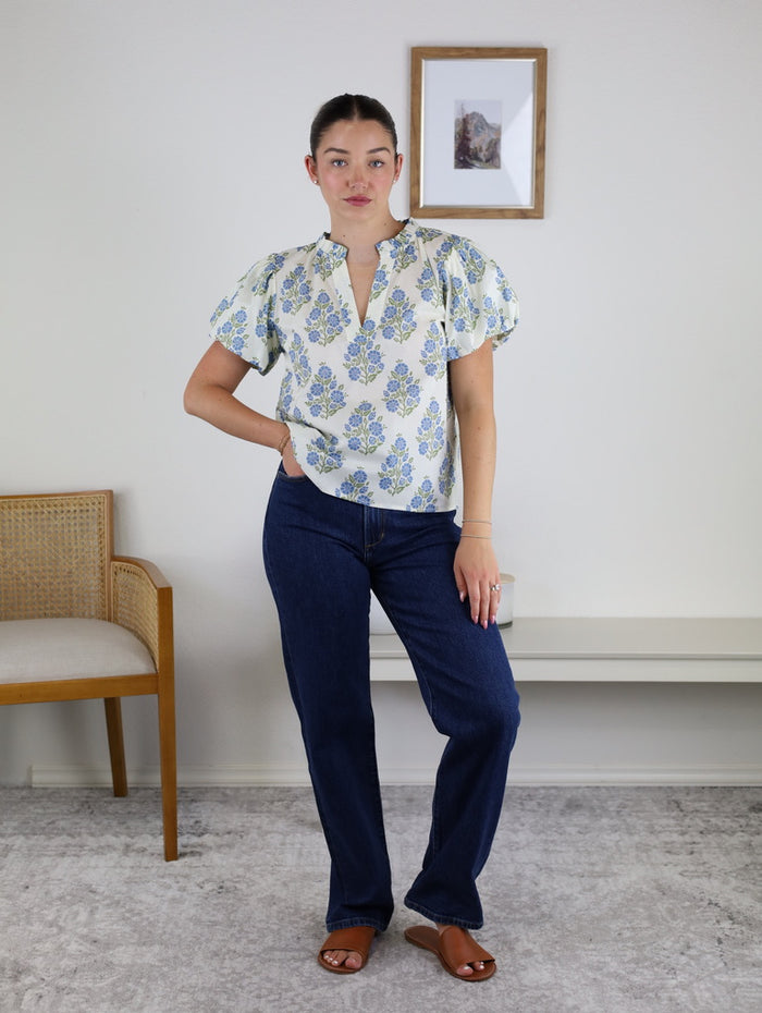 Jules Floral Print Cotton Blouse