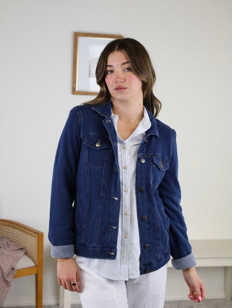 Melba Cotton Fleece Trucker Jacket
