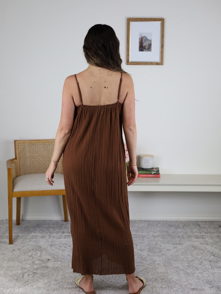 Rasha Smocked Maxi Dress with Beaded Straps