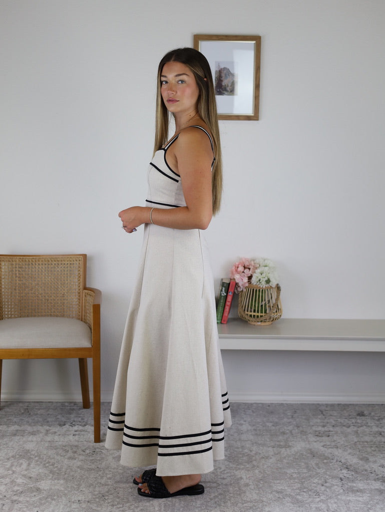 Stonefield Two Tone Linen Midi Dress