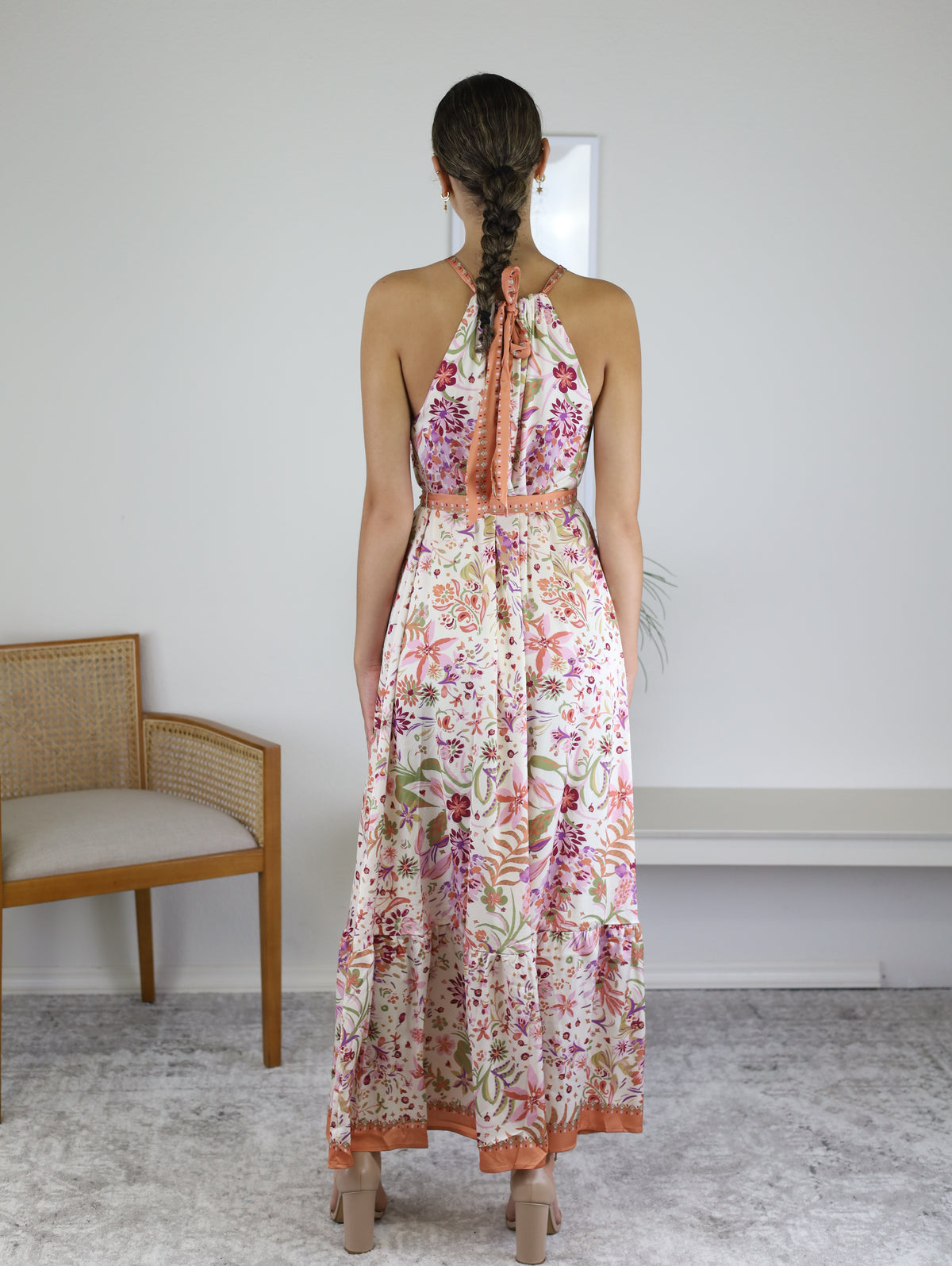 Tuscan Border Print Maxi Dress