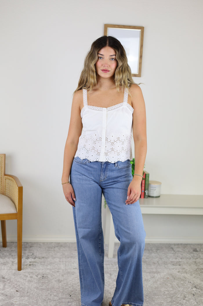 Cody Scallop Hem & Lace Trim Tank