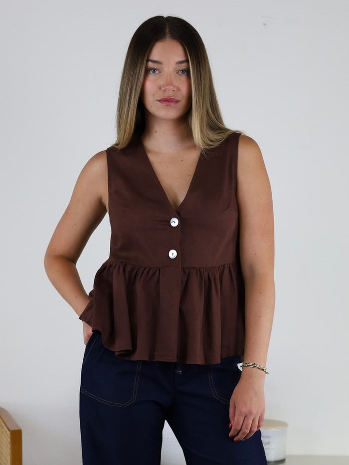 Patricia Peplum Linen Blend Top