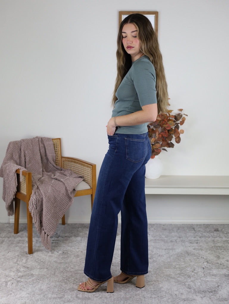 Hayes Classic Solid Rib Knit Sweater - Kale