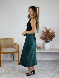 Rose Satin Maxi Skirt