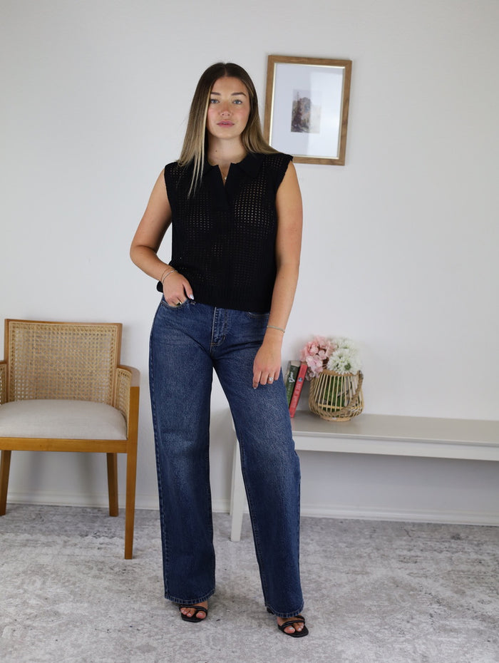 Kennedy Collared Sweater Vest Top