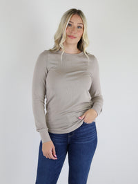 Stacy Essential L/S Knit Top-Taupe