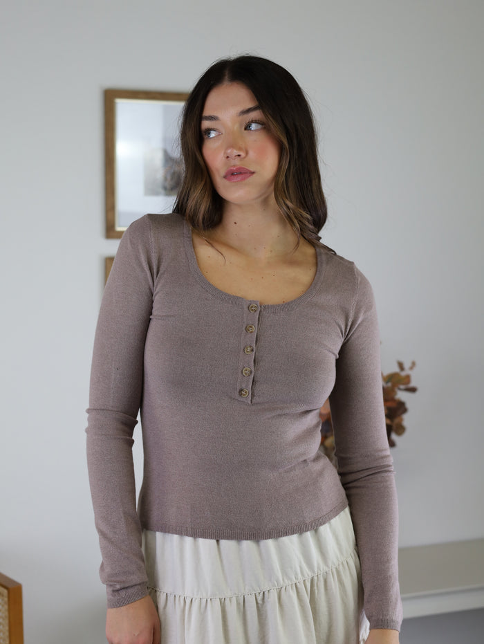 Makelle Scoop Neck Henly Sweater