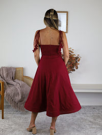 Luxe Bustier Shoulder Tie Midi Dress