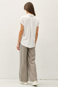 Silky ivory button up blouse for women – Adriana Button Up Blouse from Glitz Fine Clothing, Turlock CA