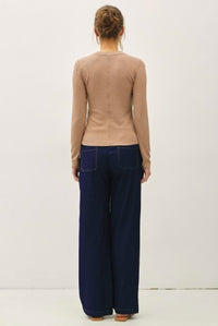 Dark wash knit denim pants for women – Stella Knit Wide Leg Pant from Glitz Fine Clothing, Turlock CA