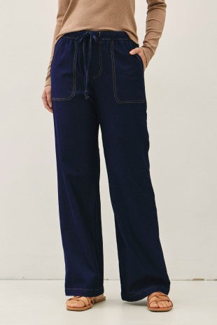 Stella Knit Wide Leg Pant in dark denim – women's pull-on knit denim wide leg pants | Glitz Fine Clothing