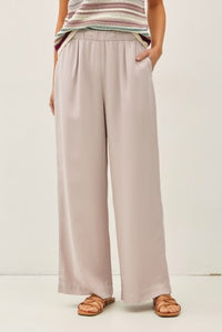 Brenda Wide Leg Pant in pebble grey – women's pull-on wide leg pants with elastic waist | Glitz Fine Clothing