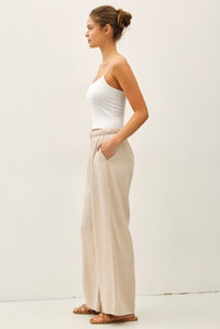 Buttery-soft wide leg pull-on pants in sand – women's boutique pants